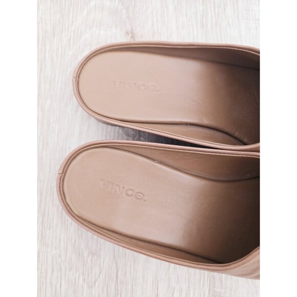 Vince Nida Brown Leather Square Toe Backless Slip On Mule Loafer Shoes 9 39 - Picture 8 of 10